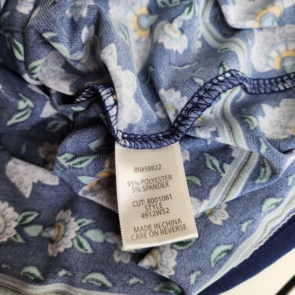 Max Studio Navy Blue Flowers Boat Neck 1/2 Sleeve Stretchy Mid Dress Stretch S - Picture 11 of 11